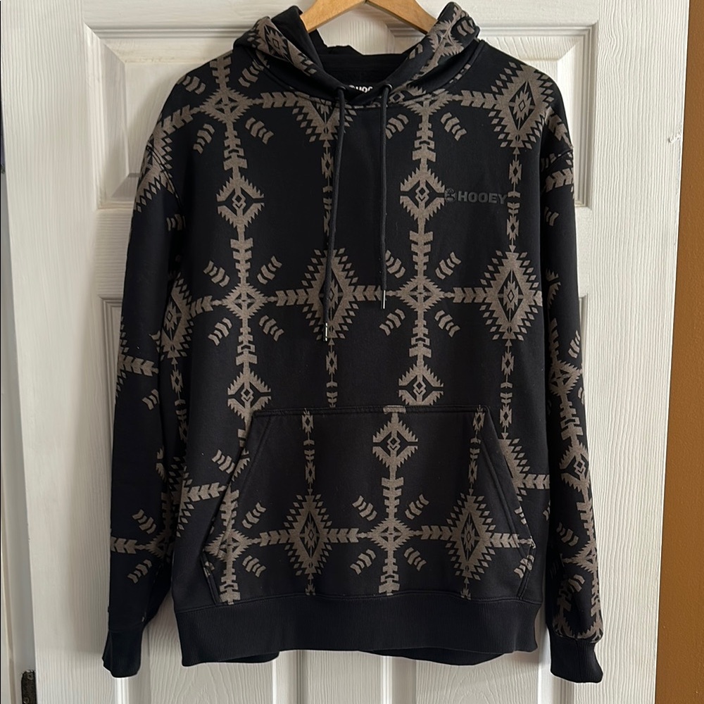Hooey Men's Black and Gray Patterned Hoodie